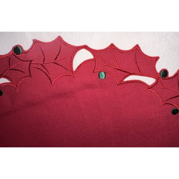 12pc New Waterford Christmas Red Napkins Placemats Linen MIP Poinsetta cutouts - Picture 9 of 11